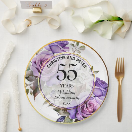 Assiettes En Carton Tout Mariage (55) Gold Frame Roses Anniversaire (Mariage)