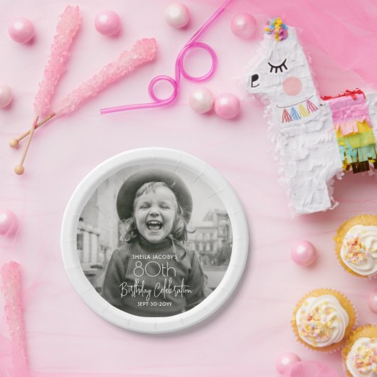 Assiettes En Carton TOUTE Anniversaire Chic White Typographie (Fête)