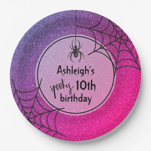 Assiettes En Carton TOUTE Parties scintillant AGE Glam Spider Hallowee (Devant)