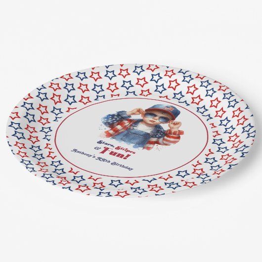 Assiettes En Carton Toutes les American Boy Stars and Stripes fête d'a (Angle)