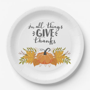 Assiettes En Carton Toutes les choses donnent merci