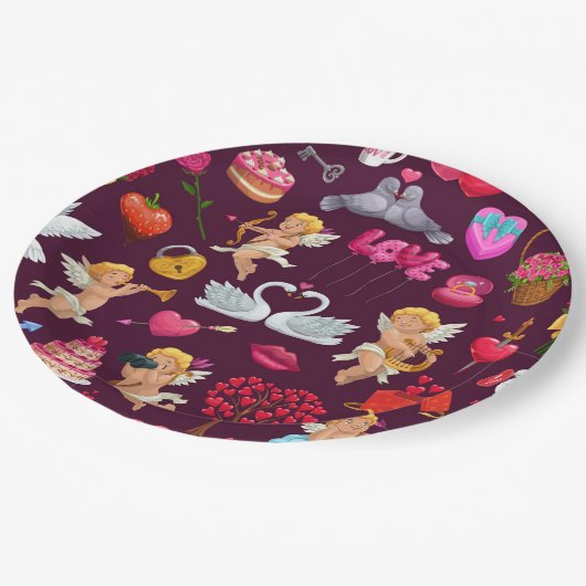 Assiettes En Carton Toutes les choses Valentine (Angle)