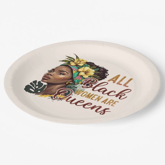 Assiettes En Carton Toutes les femmes noires sont des reines (Angle)