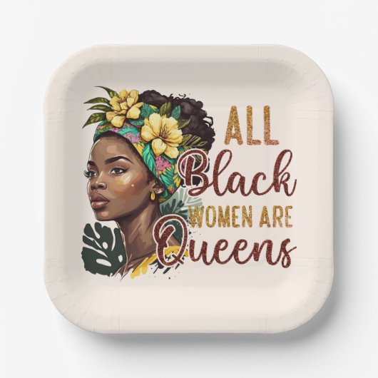 Assiettes En Carton Toutes les femmes noires sont des reines (Recto)