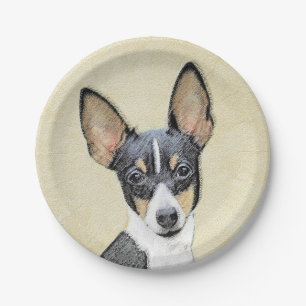 Assiettes En Carton Toy Fox Terrier Peinture - Cute Original Chien Art
