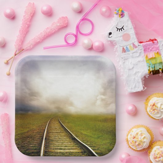 Assiettes En Carton Traces ferroviaires (Fête)