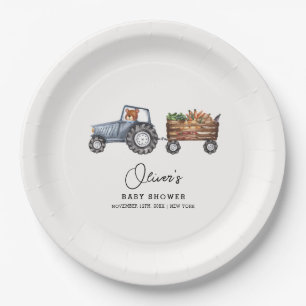 Assiettes En Carton Tracteur agricole rustique Baby shower d'ours en p