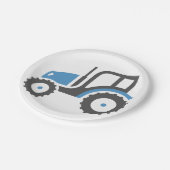 Assiettes En Carton Tracteur bleu gris (Angle)