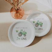Assiettes En Carton Tracteur vert 1er Plaque papier d'anniversaire