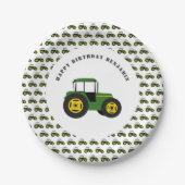 Assiettes En Carton Tracteur vert Anniversaire Plaques de papier perso (Devant)