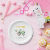 Assiettes En Carton Tracteur vert n'importe quel âge Plaque de papier  (Fête)