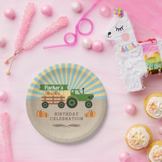 Assiettes En Carton Tractor Hayride Citrouille fête d'anniversaire (Fête)