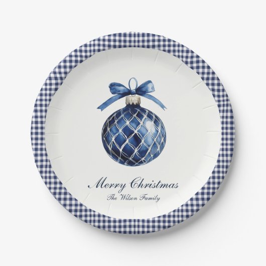 Assiettes En Carton Traditional Blue Ornament Christmas (Devant)