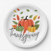 Assiettes En Carton Traditional Thanksgiving Design (Devant)