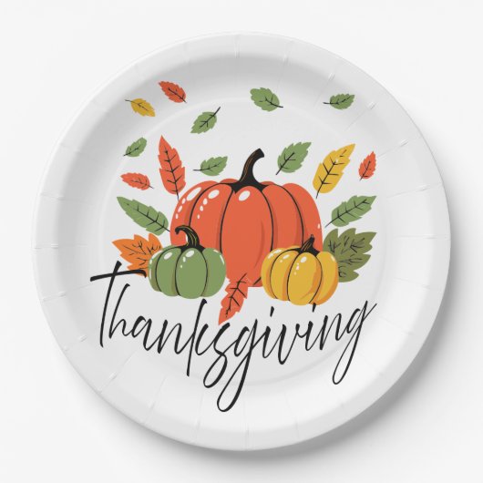 Assiettes En Carton Traditional Thanksgiving Design (Devant)
