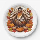 Assiettes En Carton Traditional Thanksgiving Design (Devant)