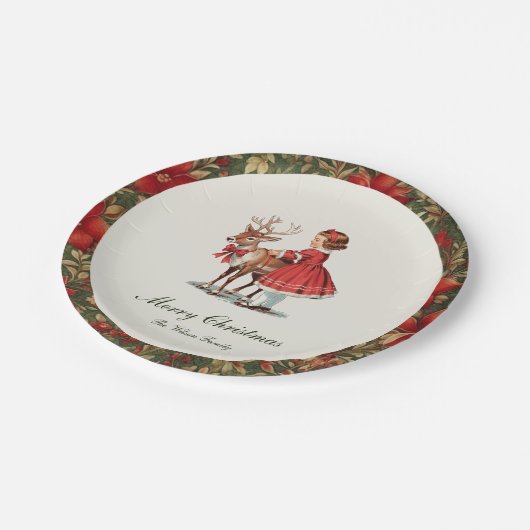Assiettes En Carton Traditional Vintage Christmas (Angle)