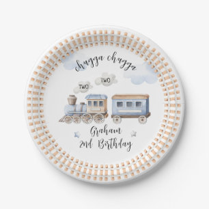Assiettes En Carton Train 2e Anniversaire Chugga Deux Plaques de Papie