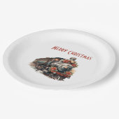 Assiettes En Carton Train à vapeur à l'ancienne Noël rétro (Angle)