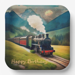 Assiettes En Carton Train à vapeur vintage