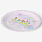Assiettes En Carton Train Animaux Pastel Bébé rose (Angle)