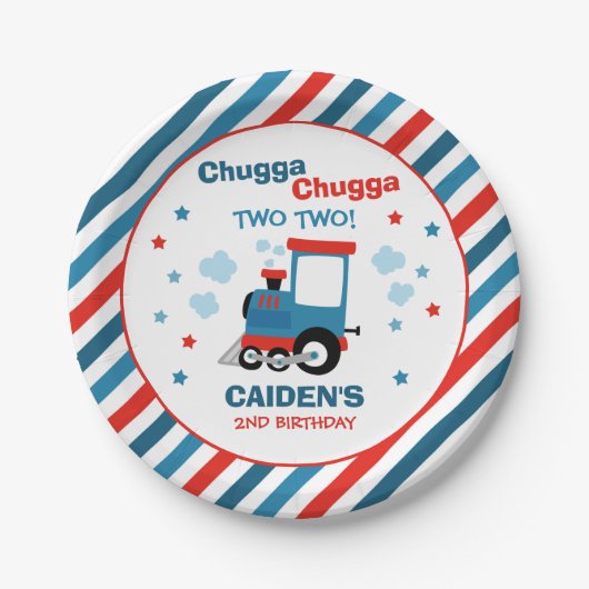 Assiettes En Carton Train Anniversaire Décor Chugga Chugga Deux Deux (Devant)