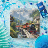 Assiettes En Carton Train antique Imaginaire Crimson (Fête)