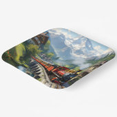 Assiettes En Carton Train antique Imaginaire Crimson (Angulaire)