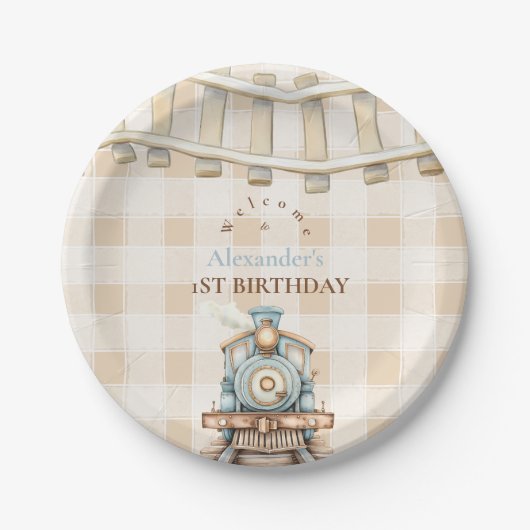 Assiettes En Carton Train Choo Choo 1er anniversaire (Devant)