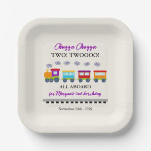 Assiettes En Carton Train coloré du 2ème anniversaire