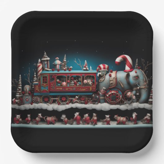Assiettes En Carton Train de bonbons de Noël Whimsical 1 (Recto)
