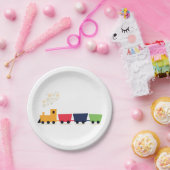Assiettes En Carton Train de dessin (Fête)