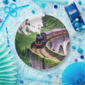 Assiettes En Carton Train de locomotives sur le pont (Fête)