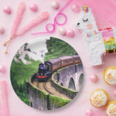 Assiettes En Carton Train de locomotives sur le pont (Fête)