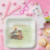 Assiettes En Carton Train Engine Boy 1st. Anniversaire (Fête)