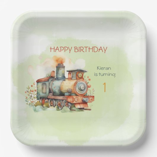 Assiettes En Carton Train Engine Boy 1st. Anniversaire (Recto)