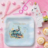 Assiettes En Carton Train Engine Boy 2nd. Anniversaire (Fête)