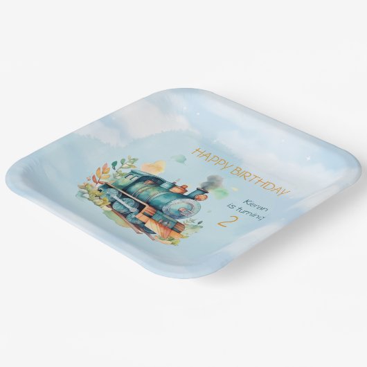 Assiettes En Carton Train Engine Boy 2nd. Anniversaire (Angulaire)