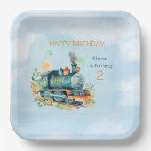 Assiettes En Carton Train Engine Boy 2nd. Anniversaire (Recto)