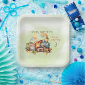 Assiettes En Carton Train Engine Boy 3e. Anniversaire (Fête)