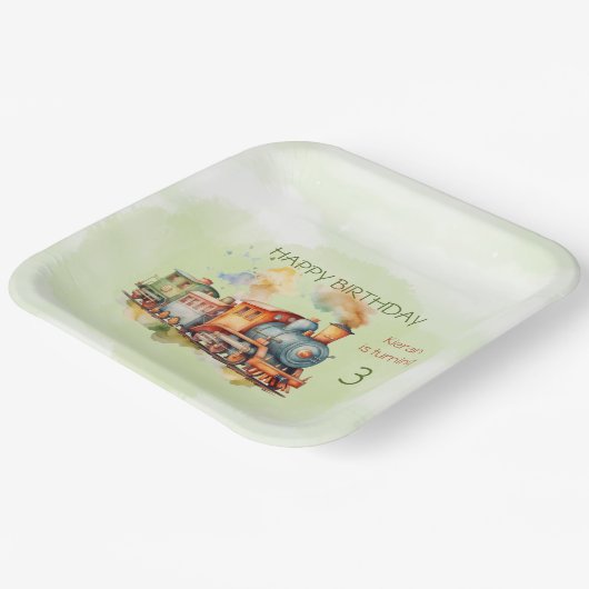 Assiettes En Carton Train Engine Boy 3e. Anniversaire (Angulaire)