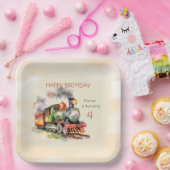 Assiettes En Carton Train Engine Boy 4e anniversaire (Fête)