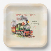 Assiettes En Carton Train Engine Boy 4e anniversaire (Recto)