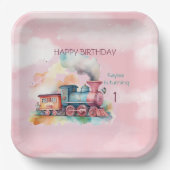 Assiettes En Carton Train Engine Girl 1er anniversaire (Recto)