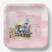 Assiettes En Carton Train Engine Girl 2e anniversaire (Recto)