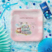 Assiettes En Carton Train Engine Girl 5th. Anniversaire (Fête)