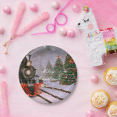 Assiettes En Carton Train forestier de Noël (Fête)