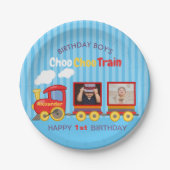 Assiettes En Carton Train Jouet Toddler Boy Birthday Blue (Devant)