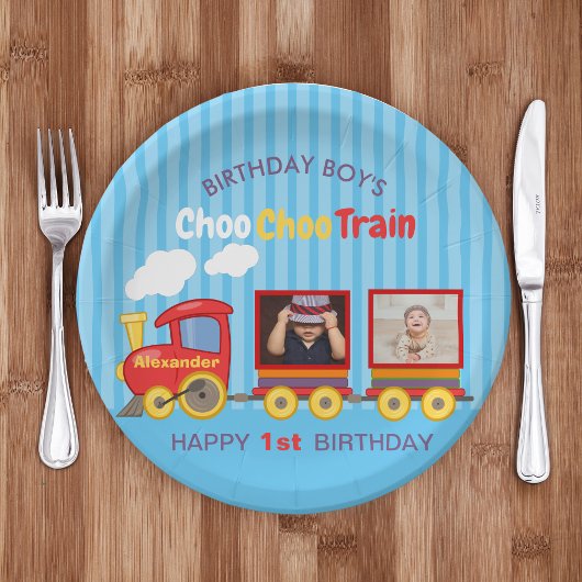 Assiettes En Carton Train Jouet Toddler Boy Birthday Blue