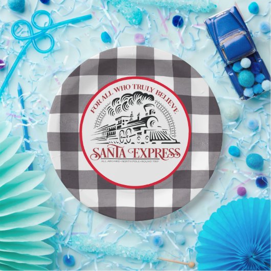 Assiettes En Carton Train père Noël Express (Fête)